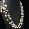 Choker Natural Fresh Water Baroque Pearl Necklace Leather Casual Simple Style For Women Fashion Jewelry Different Colors