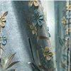 Занавеска бирюзовая цветные шторы для гостиной столовой спальня на заказ Chenille, вышитый европейский роскошный цветочный растение.