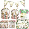 Decorazioni per feste Pink Gold Wild One Theme Stoviglie usa e getta Jungle Animal Paper Cup Plate Decorazioni di compleanno per ragazze