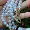 Chaînes nouées à la main 2 brins 7-8mm collier de perles d'eau douce blanche longue 45-55 cm bijoux de mode