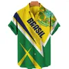 남성 캐주얼 셔츠 하와이 남성 여름 짧은 소매 버튼 업 탑 브라질 국기 프린트 대형 의류 Brasil Camisa