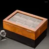 Boîtes de montre Boîte en bois Organisateur pour hommes 8 Slots Mallette de rangement avec fenêtre en verre Montres pour hommes Présentoir Idées cadeaux