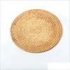 Handmade Woven Ratten Coaster Mats 10/13/16/20cm Round Wicker Coasters for Kitchen Bar Cafe Table