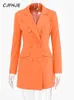 Ternos femininos Blazers CJFHJE 2022 Vestido de Blazer Slim Blazer de Manga Longa Autumn Women Fashion Pure Orange Streetwear