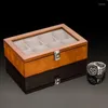 Scatole per orologi Scatole in legno Organizer per uomo Custodia a 8 scomparti con finestra in vetro Porta orologi da uomo Idee regalo