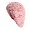 Bérets hiver mode chaud casquettes femmes décontracté couleur unie tricoté Crochet bonnets couverture de cheveux chapeaux béret mignon pour les femmes filles