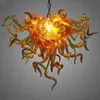 European American Classic Pendant Lamps AC 110V 240V Handblåst borosilikat Murano Style Glass Chandelier Light Fancy Orange Color LED Lighting Fixture LR477