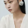 Kolczyki stadnorskie mengjiqiao koreańskie eleganckie białą przędzę koronkową kwiat dla kobiet dziewczęta urocze owalne kryształowe prezenty biżuterii Brincos