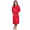 Vêtements de nuit pour femmes femmes rose femme Sexy soie rayonne Robe femmes chinoises Kimono Robe de bain chemise de nuit taille S M L XL XXL XXXL