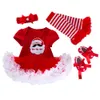 Christmas Baby Girl Lace Princess Romper Dress Suit Newborn Infant Designer Skirt 0-24 Months Toddler Cotton Clothing Set