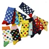 Männer Socken 6 Paar Frauen Männer Socke Casual Polka Dot Muster Glücklich Ausgezeichnete Qualität Gekämmte Baumwolle Welle Punkt Verkaufen Lange Meias