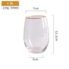 Wine Glasses Large Clear Juice Cups Transparent Glass With Gold Rim Crystal Lead-free Drinkware Thicken Bottom Water Cup