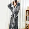Women's Sleepwear Winter Kimono Robe Gown With Pocket Flannel Autumn Warm Bathrobe Soft Loungewear Casual Women Plush Comfy Lingerie