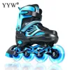 Ice Skates Inline Roller Professional Kids Adults Adjustable Hardwearing Skating Shoes Sliding Size 27-41 With Protective Gears L221014