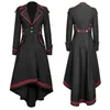 Kvinnors trenchrockar Fashion Gothic Vintage Mid-Long Coat Women Black Red Female Clothing Cosplay Costume