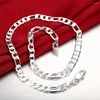 Chains Fashion Men 8MM Flat Geometry Chain 925 Color Silver Necklace For Woman Party Holiday Gifts Classic Brands Jewelry