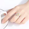 Ny lyx Micro Set Zircon S925 Silver Ring Women Jewelry Geometric Design Shiny Gemstone Delicate Ring Wedding Party Accessories