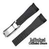 Watch Bands Miuksi 20mm Black Blue Green Rubber Strap Curved End Watchband With Silver Rose Gold Balck Stainless Steel Buckle