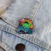 Brooches Cartoon Frog Warrior Enamel Pins Angry Animal Monster Destroy City Badges Pin Clothes Lapel Jewelry Gifts For Women Men