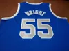 Gestikt Vintage #55 LORENZEN WRIGHT Basketbalshirt met ronde hals, op maat gemaakt voor elk naamnummer