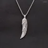 Pendant Necklaces Punk 316L Stainless Steel Double Sided Feather Jewelry For Gift