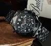 2022 Męskie luksusowe zegarek kwarcowy zegarek stal stalowy Six Igle Multi-ofce Banding Bandel kalendarz