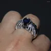 Anneaux De Mariage Taille 8-13 En Gros Vintage Bijoux De Mode 925 En Argent Sterling Bleu 5A Cubique Zircone CZ Hommes Pierre De Naissance Bande Anneau Cadeau