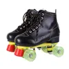 Ice Skates Quad Roller Outdoor Leather Adult Children Beginner Breathable Skating Sneaker 4 Wheels Flashing Skate Shoes Boy Girl L221014