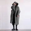 女性の毛皮2022女性フェイクコート長い特大のジャケットハットカラー厚い暖かいファッションテディ