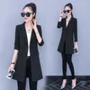 Kvinnans jackor 2022 Spring och Autumn Ladies Fashion Long Section Slim Slimming Randig Casual Thin Small Suit