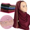 Scarves Beads Bubble Chiffon Hijab Scarf Glitter Plain Shawls Muslim Headscarf Pearls Wraps Headband 75x180cm