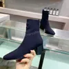 Designer Women Boots Volver Ankle Boot Stretch Knit Booties Dames Regering Heel Bootie Echte lederen schoenen Slip-on Hoge hakken