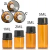 Parfumfles 100pcslot 1 ml 2 ml 3 ml 5 ml Essentiële olieflessen Kleine Amber transparant glazen monsterflesje met opening 221027