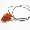 Choker Beauty Red Stone kralen Handgemaakte druivenaar 20mmx35mm Zwart touwketting 17,5 inches