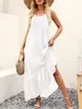 Casual Dresses White Slip Sundress Summer Asymmetric Solid Color Elegant Beachwear For Women Drop grossistartiklar Business No.107