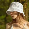 Berretti B-7957 Cappelli a secchiello estivi per adulti Viaggi primaverili Cappello da pescatore tutto-fiammifero in pizzo bianco giapponese Sunbonnet moda coreana