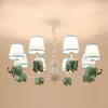 펜던트 램프 어린이 침실 장식 샹들리에 광택 서스펜션 현대 천장 가벼운 푸른 코끼리 꿈 소녀 소년 led 조명 방 루세스
