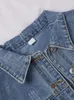 QNPQYX automne femmes Denim recadrée veste femmes poches trou court Jean vestes dames 2022 nouvelle mode bouton décontracté solide manteaux