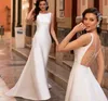 Elegant Mermaid Wedding Dress 2023 Back Design Illusion Sleeveless Satin Beading Bridal Gowns Floor Length Vestido de Novia