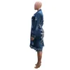 QNPQYX Damen Loch Patch Denim Jacken Lady Fashion Langarm Ripped Distressed Denim Lange Jacke Mantel Outwear Frauen Kleidung