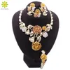 Bröllopsmycken sätter nigerianska kvinnliga tillbehör smycken set guldpläterad blommaformade örhängen halsband armband ring brasilianska högkvalitativa gåvor 221026