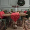 Chemin de Table carillons éoliens rouges de noël, drapeau lumineux de luxe, décoration de meuble TV, café, fête de mariage