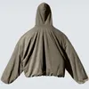 2 Layer Fabric Solid Hoodie Hommes Femmes High Street Heavy Quality Plus Size Hooded Pullover