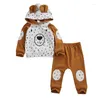 Ensembles de vêtements né bébé garçons filles vêtements mignon imprimé Animal pull hauts à capuche géométrie pantalon 2pc automne tenues chaudes