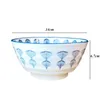 Bols 5,5 pouces japonais bleu et blanc porcelaine grand bol à soupe de riz en céramique sous glaçure dessert nouilles salade vaisselle de cuisine