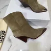 كلاسيكي Isabel Boots Marant أصلي من جلد الغزال الحقيقي Limza Boots Paris France Fashion Fashion Rare Metal Toe