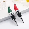 Bar Tools Christmas Alloy Bottle Stopper Red Green Santa Hat Beverage Cap Leak Proof Champagne Bottles Seer Xmas Wine Accessories SMTOW