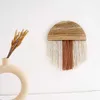 Colorful Handmade Semi-circular Wooden Wall Hanging Modern Simple Tassel Tapestry Bohemian Style for Living Room Decoration