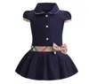 Completi di abbigliamento Le neonate vestono i bambini bavero college wind bowknot manica corta plissettata polo gonna bambini abbigliamento casual firmato abbigliamento per bambini