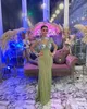 2022 Arabiska aso ebi sjöjungfru Green Prom Dresses Pärled Crystals Sexig kväll formell Form Party Second Reception Födelsedagsengagemang Klänningar ZJ607